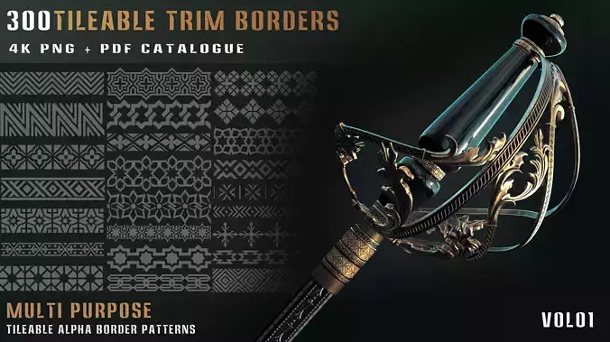300 tileable trim border patterns-vol01 Texture