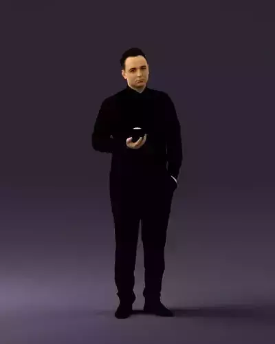 Man in black ball 8 in hand 0549