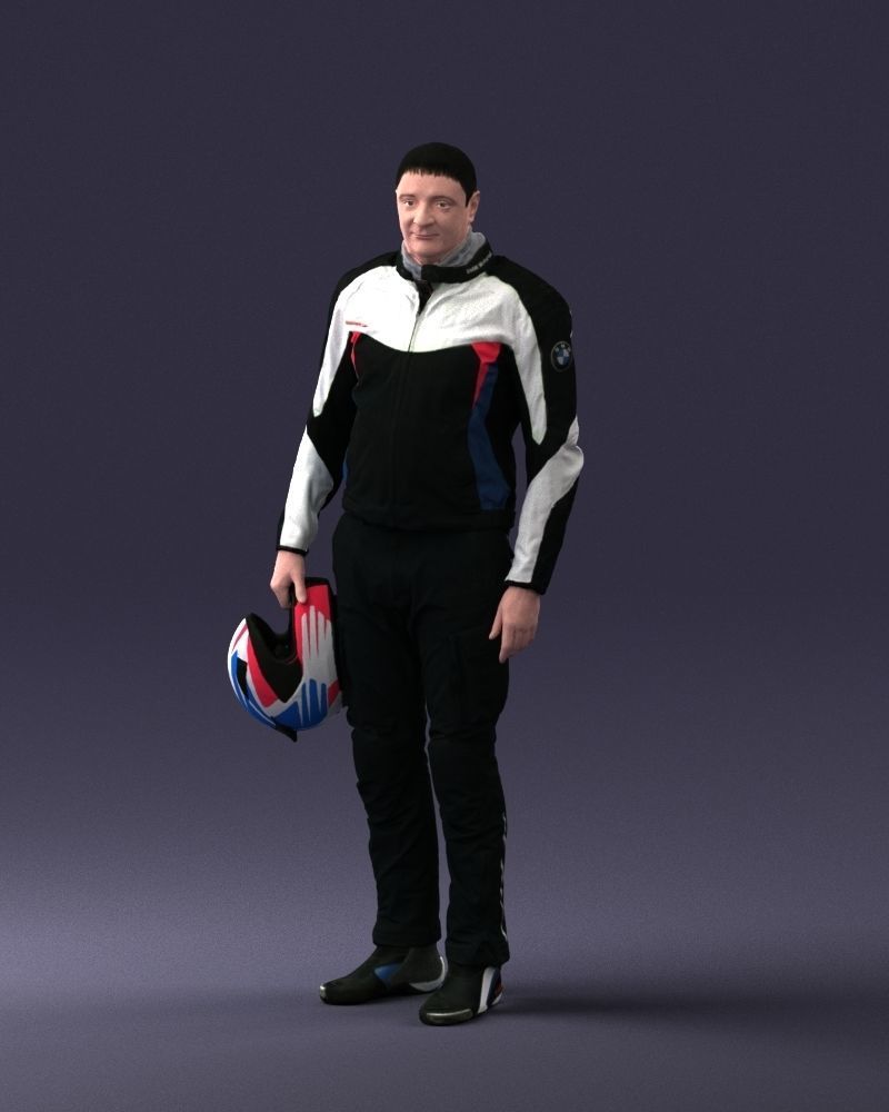 Male motorcyclist with a helmet 0091 3D model_30