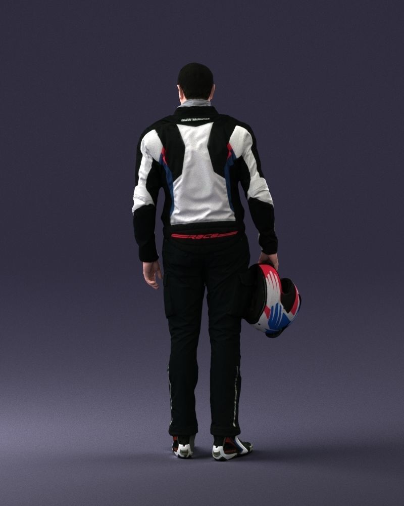 Male motorcyclist with a helmet 0091 3D model_18
