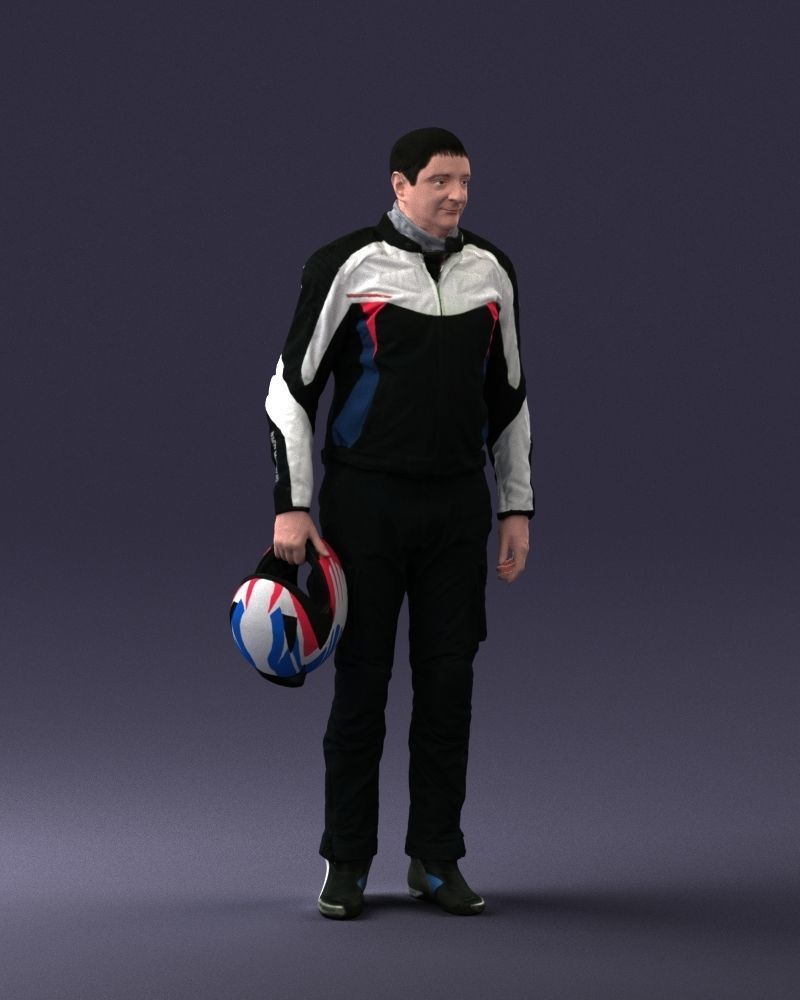 Male motorcyclist with a helmet 0091 3D model_6