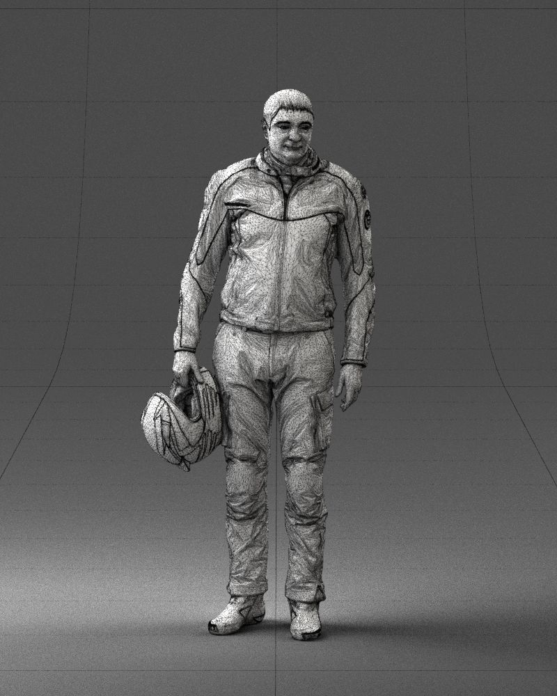Male motorcyclist with a helmet 0091 3D model_2