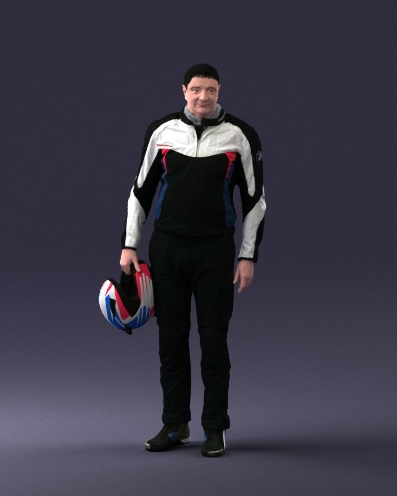 Male motorcyclist with a helmet 0091 3D model_33