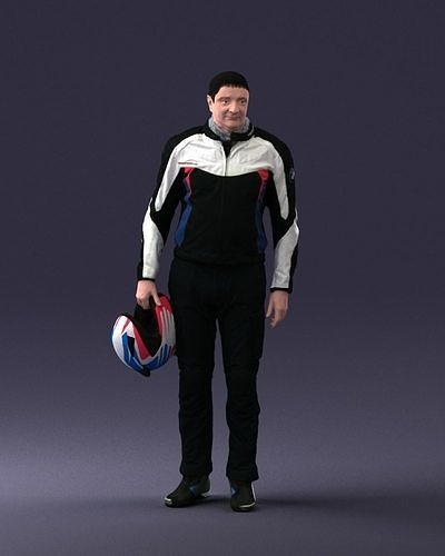 Male motorcyclist with a helmet 0091 3D model