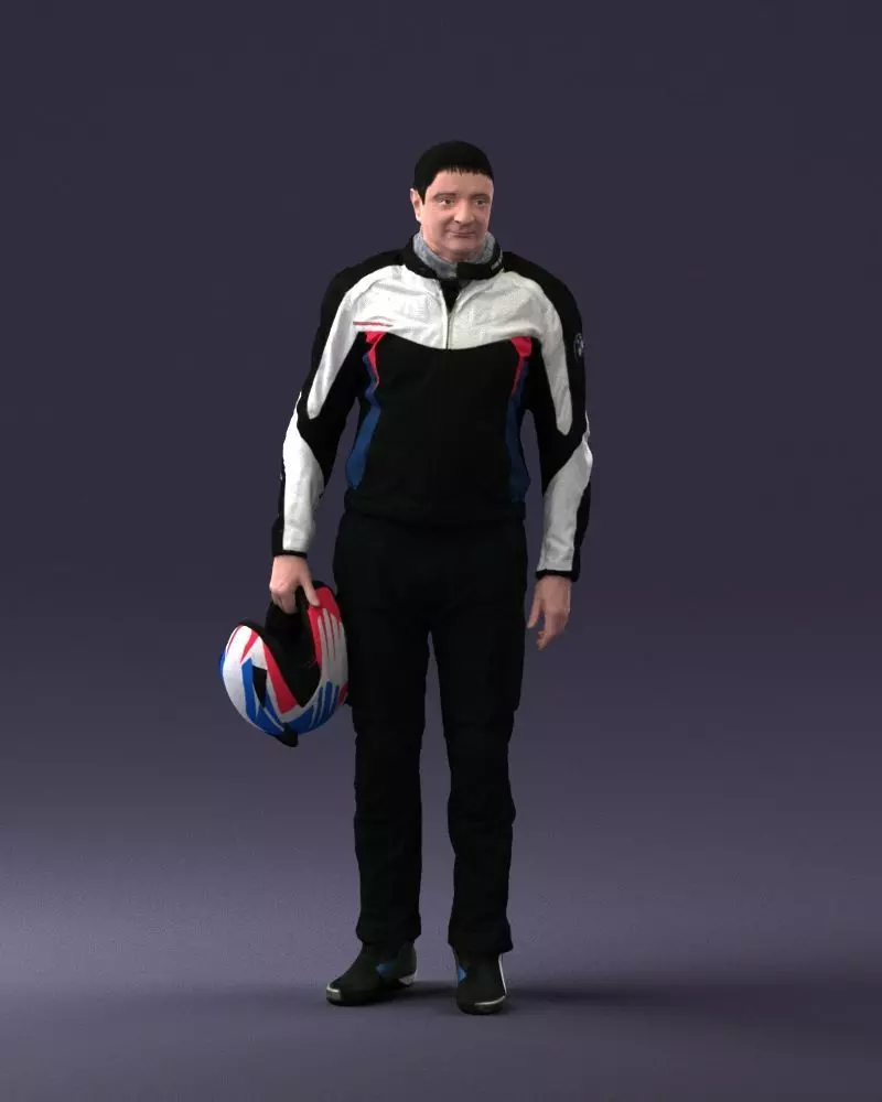 Male motorcyclist with a helmet 0091 3D model_0