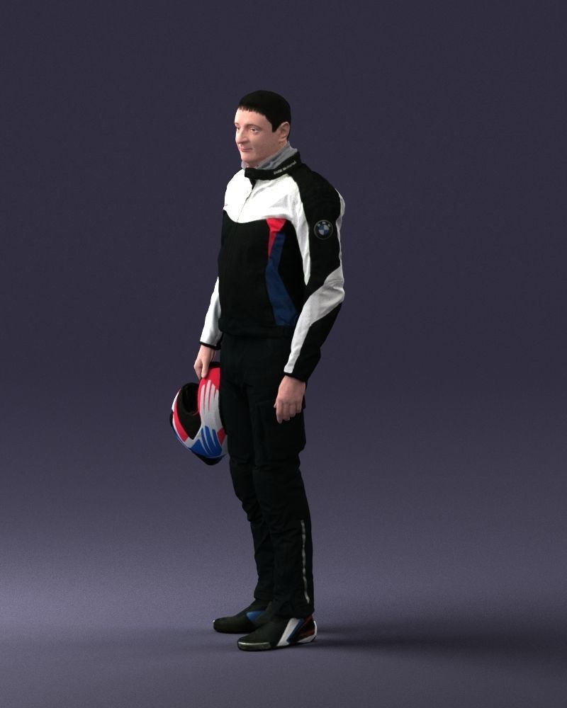 Male motorcyclist with a helmet 0091 3D model_27