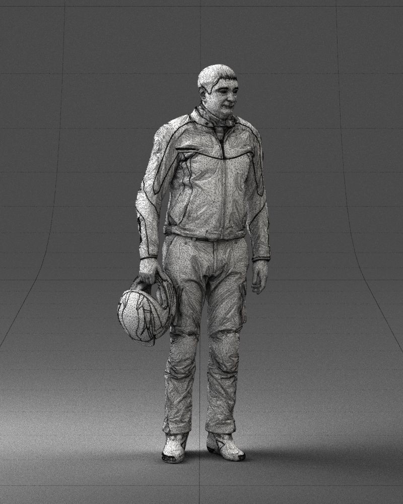 Male motorcyclist with a helmet 0091 3D model_8