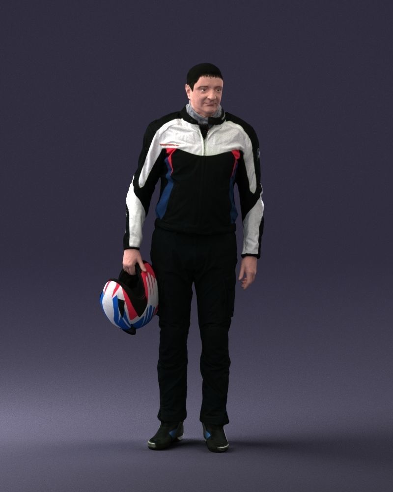 Male motorcyclist with a helmet 0091 3D model_3
