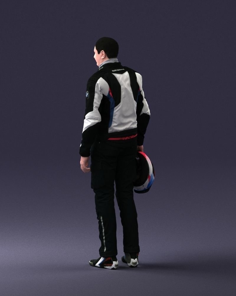 Male motorcyclist with a helmet 0091 3D model_21