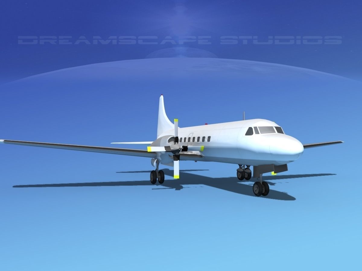 Convair CV-580 Unmarked cargo 3D model_2