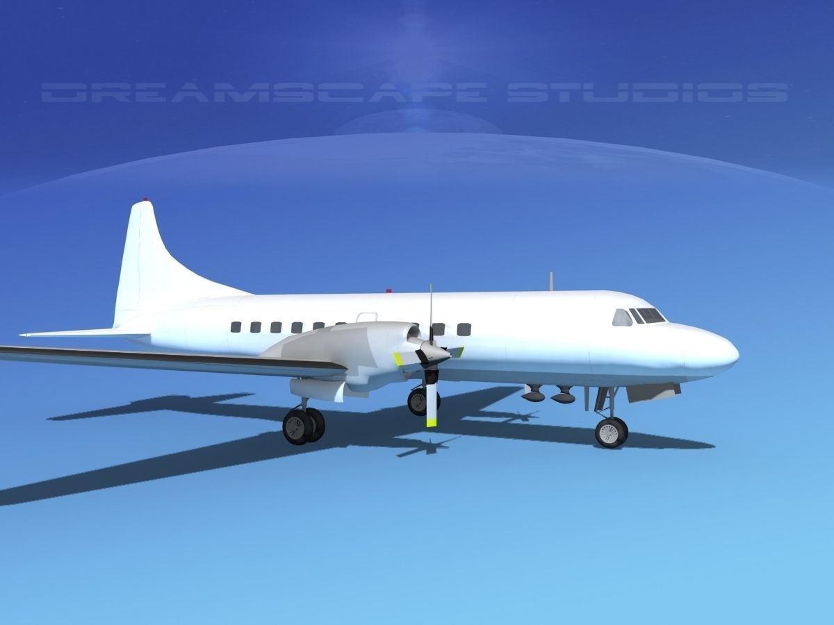 Convair CV-580 Unmarked cargo 3D model_3