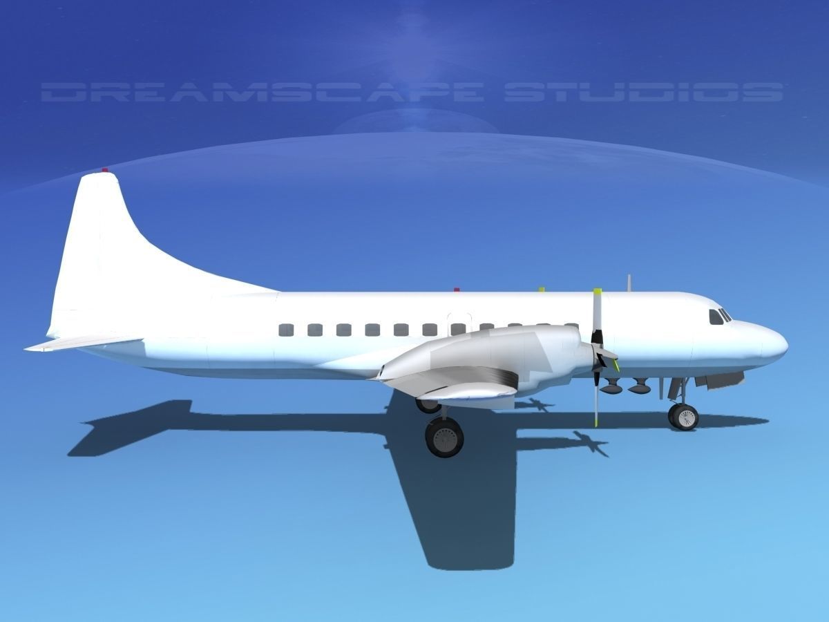Convair CV-580 Unmarked cargo 3D model_4