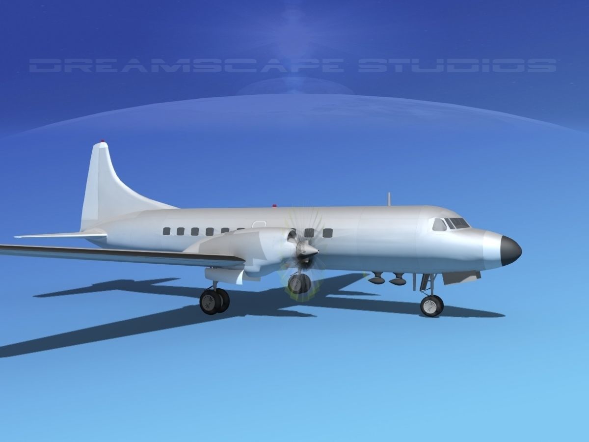 Convair CV-580 Unmarked cargo 3D model_13