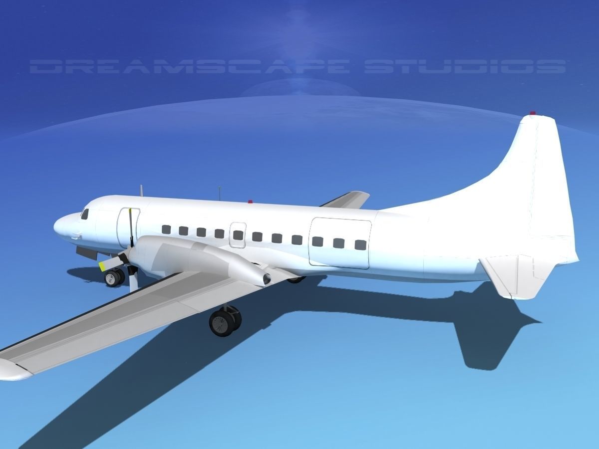 Convair CV-580 Unmarked cargo 3D model_8