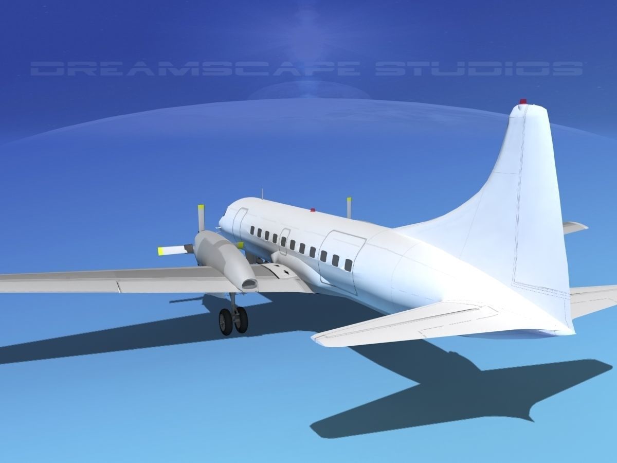 Convair CV-580 Unmarked cargo 3D model_7