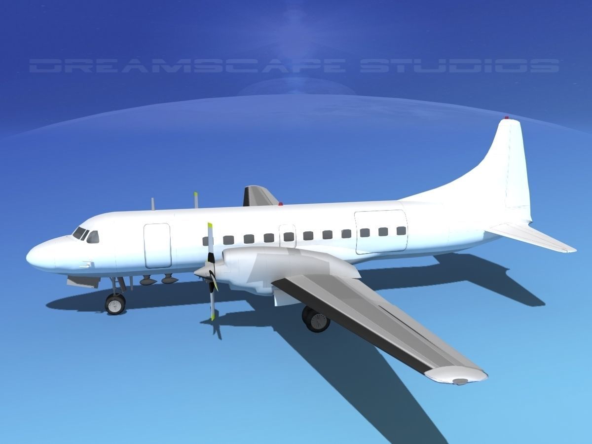 Convair CV-580 Unmarked cargo 3D model_9