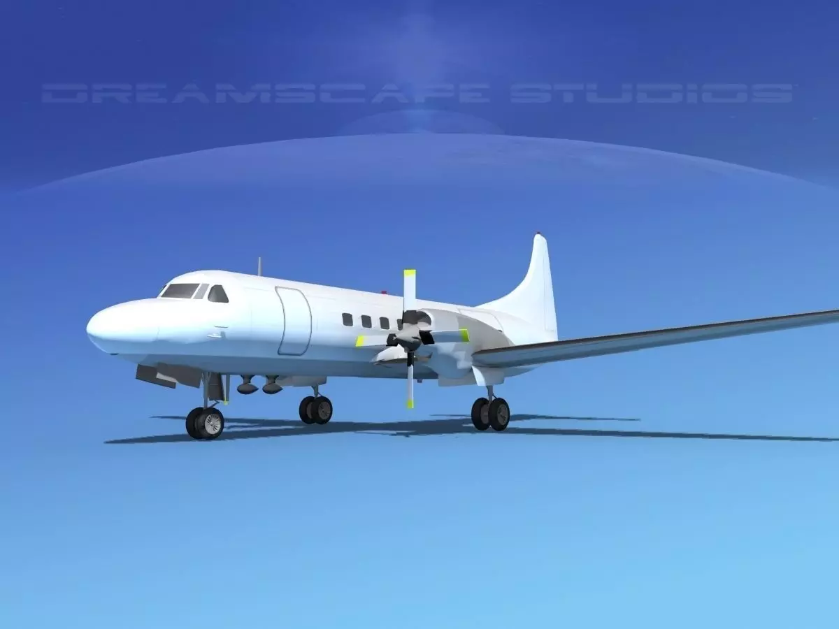Convair CV-580 Unmarked cargo 3D model_0