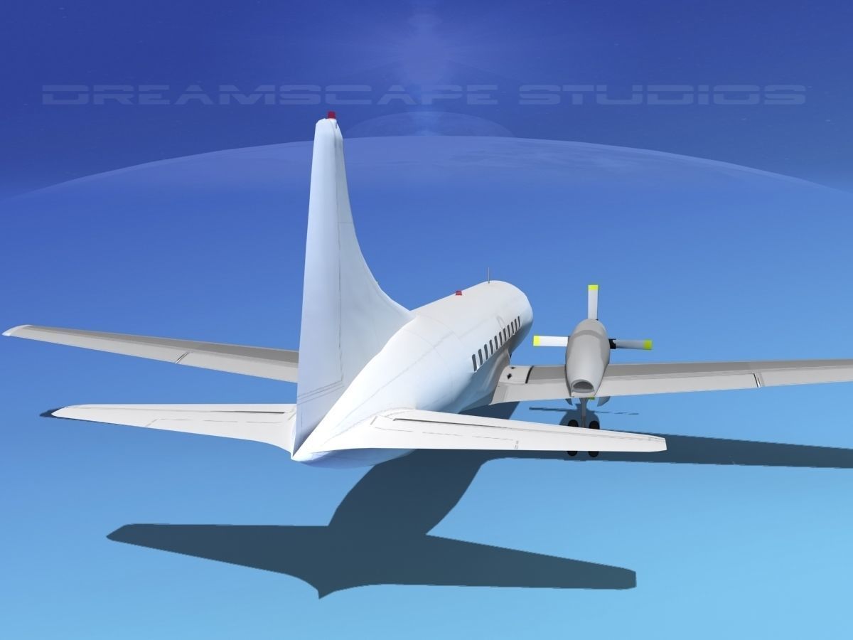 Convair CV-580 Unmarked cargo 3D model_6