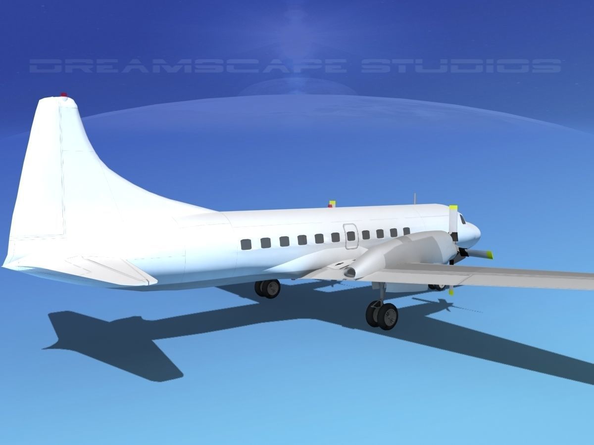 Convair CV-580 Unmarked cargo 3D model_5