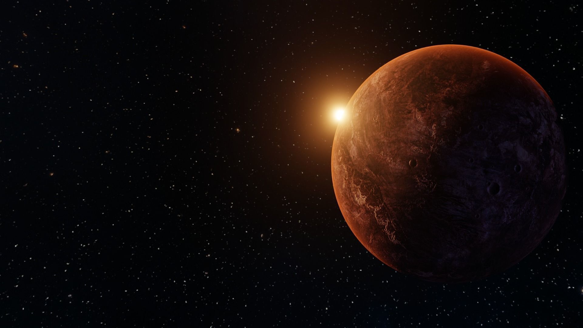 Red Planet with solarsystem stars and milky way 3D model_8