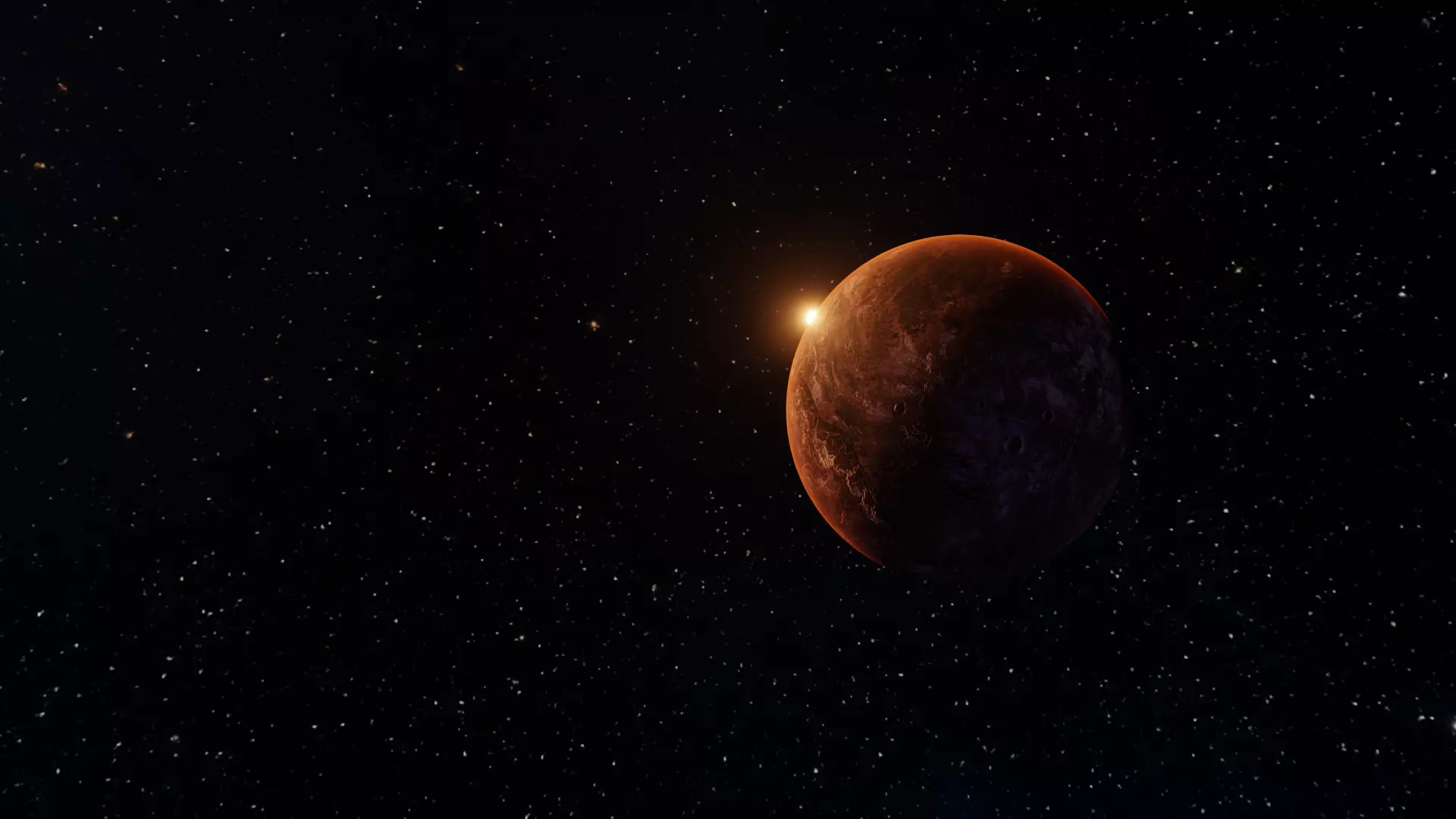 Red Planet with solarsystem stars and milky way 3D model_0