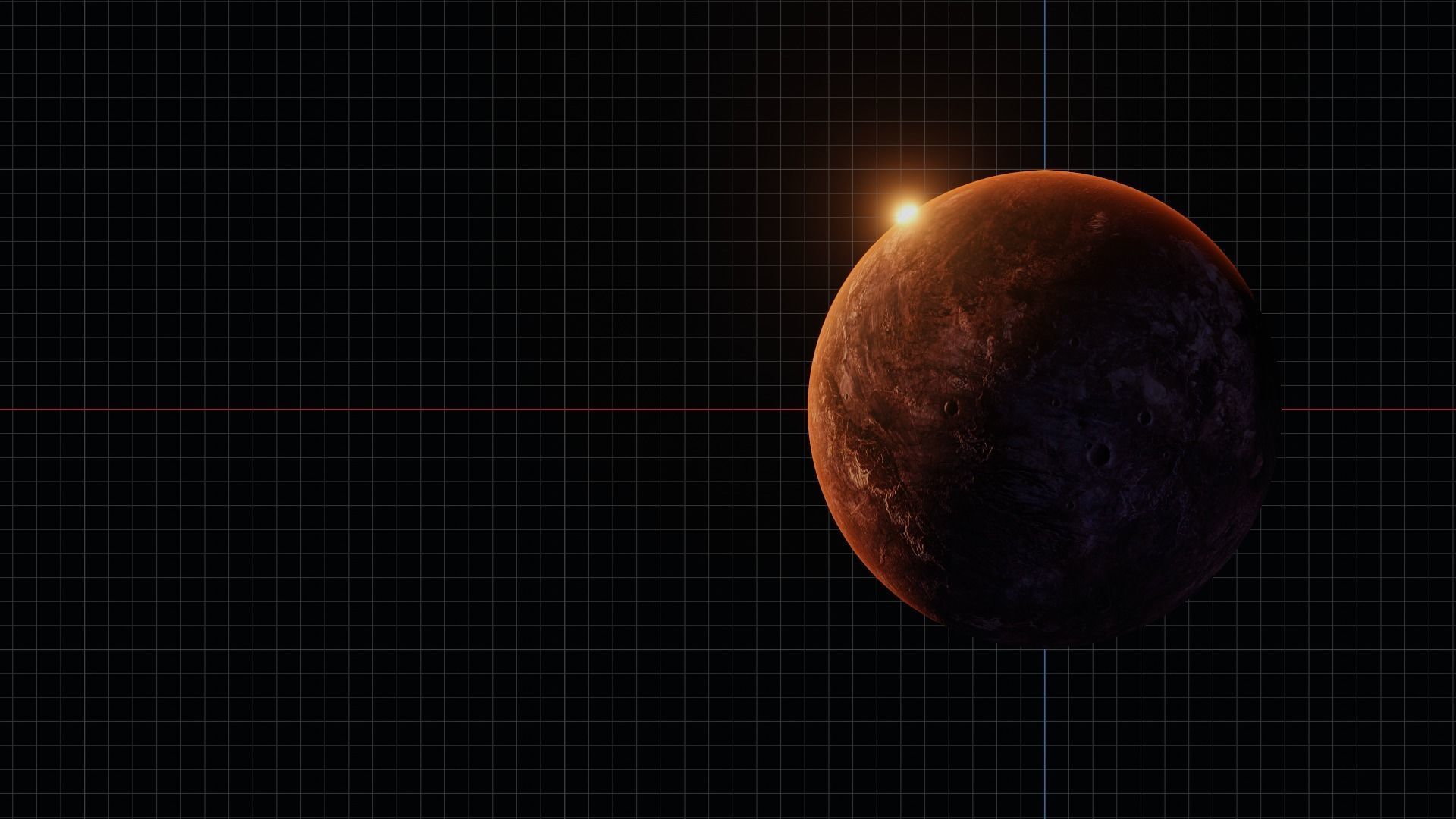Red Planet with solarsystem stars and milky way 3D model_3