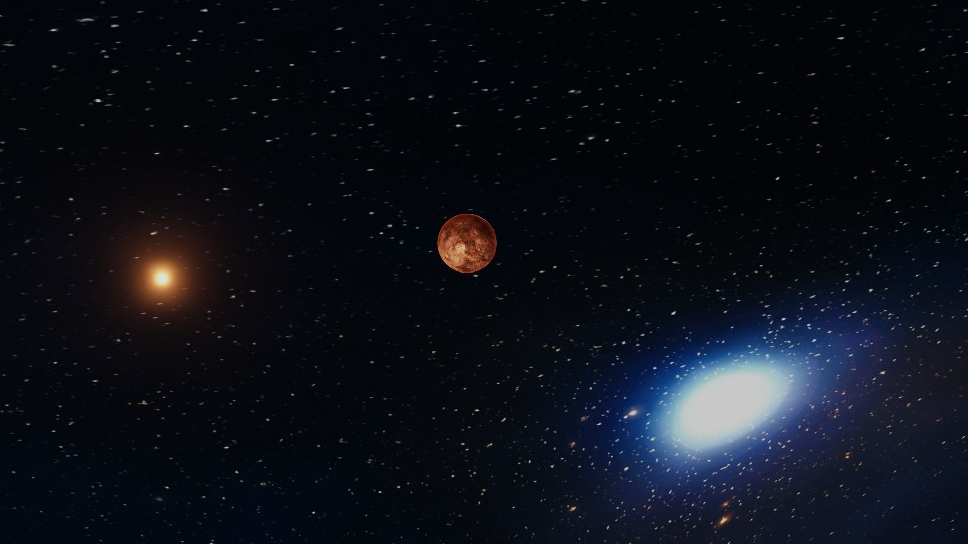 Red Planet with solarsystem stars and milky way 3D model_2