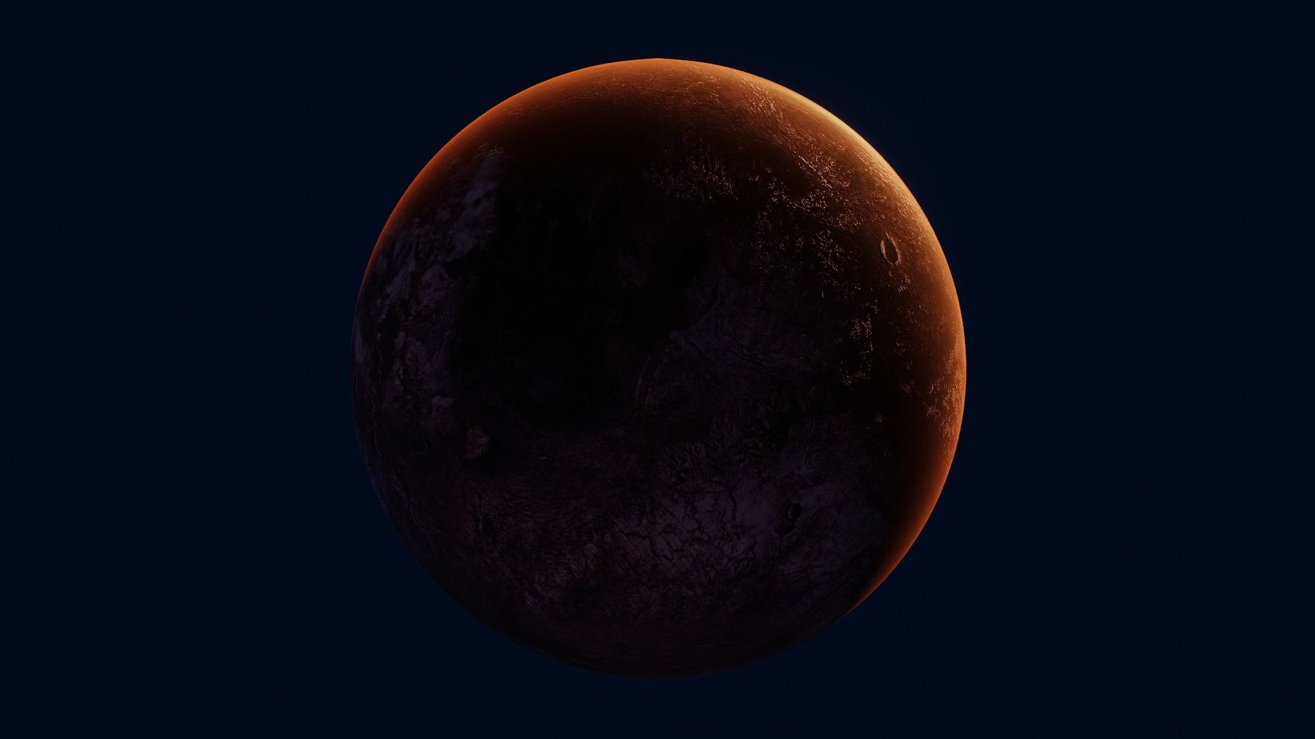 Red Planet with solarsystem stars and milky way 3D model_4