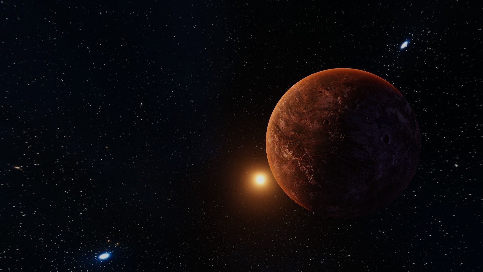 Red Planet with solarsystem stars and milky way 3D model_1