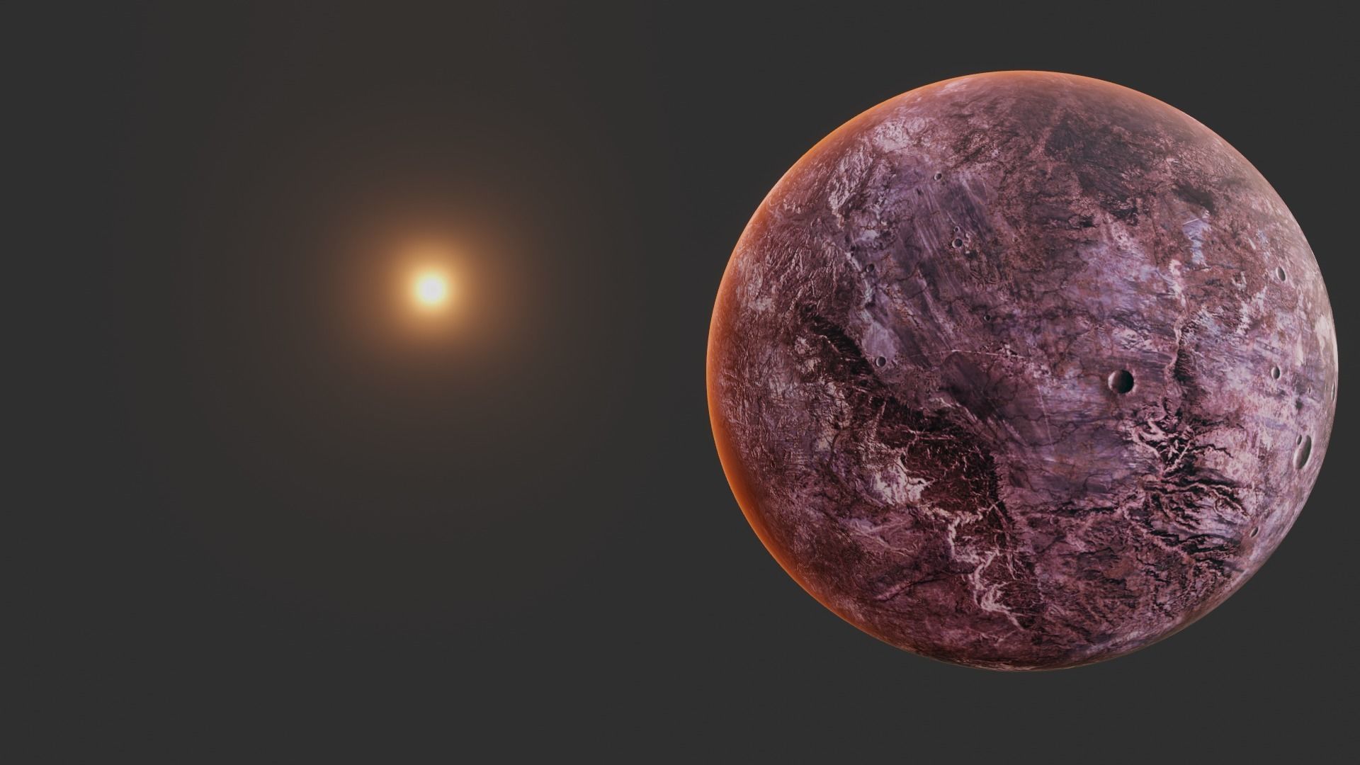 Red Planet with solarsystem stars and milky way 3D model_5