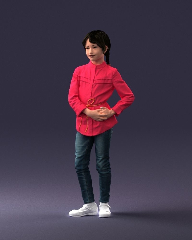 The girl in the red jacket 0258 3D Print Ready 3D print model_30