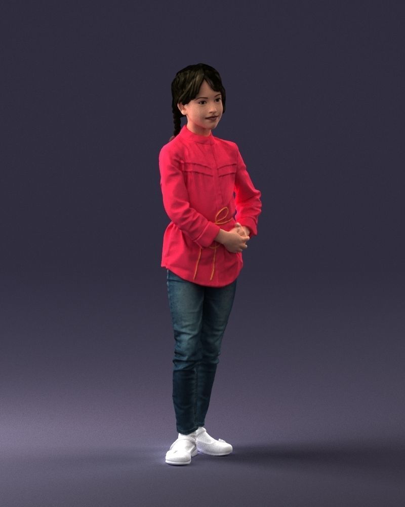 The girl in the red jacket 0258 3D Print Ready 3D print model_6