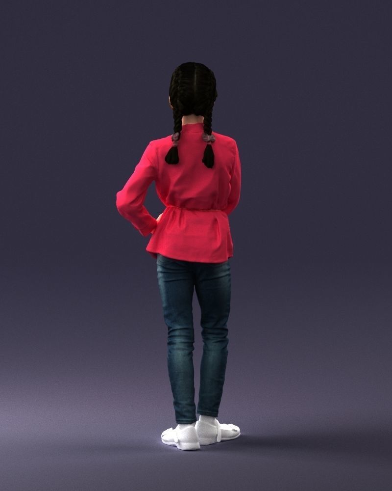 The girl in the red jacket 0258 3D Print Ready 3D print model_18