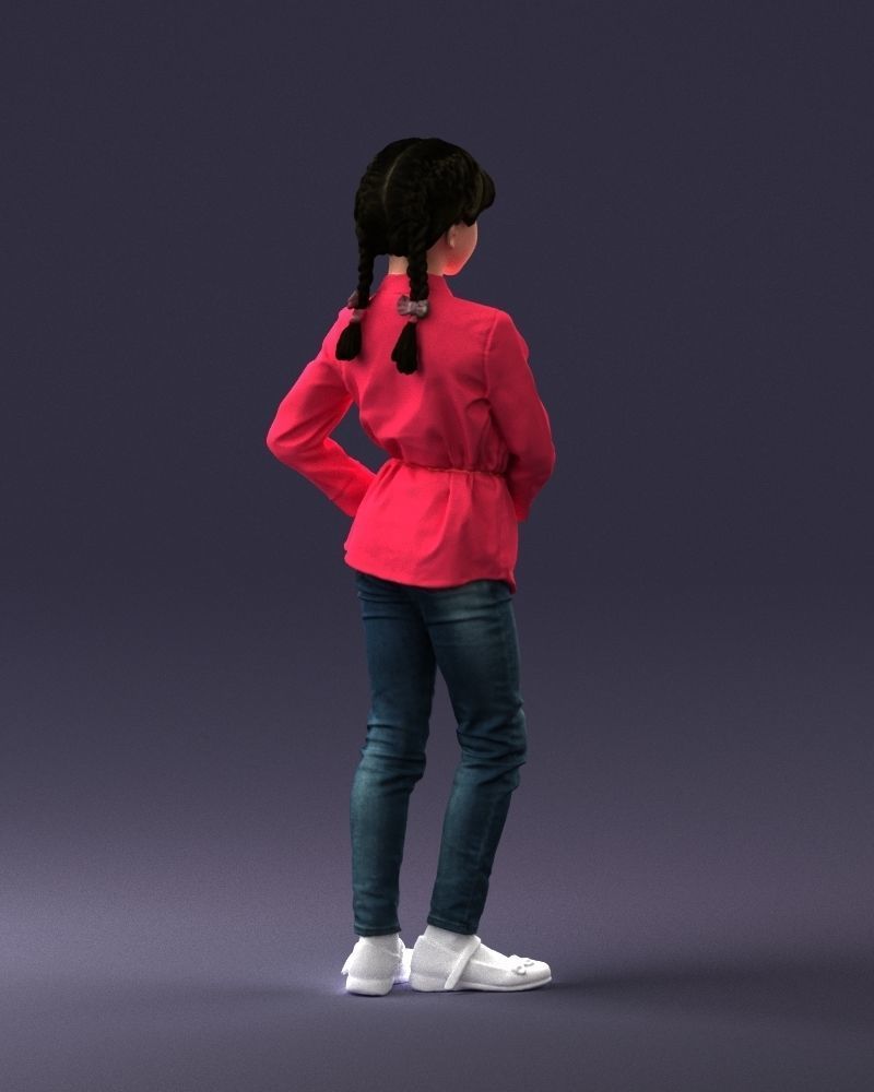 The girl in the red jacket 0258 3D Print Ready 3D print model_15