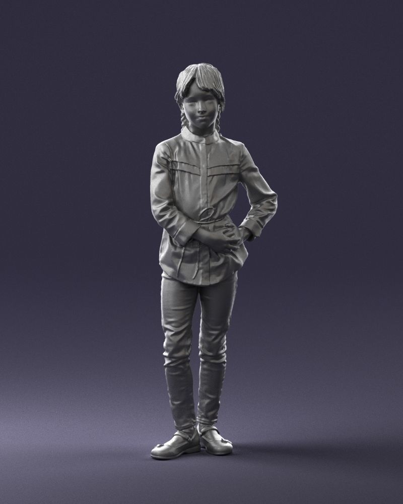 The girl in the red jacket 0258 3D Print Ready 3D print model_1