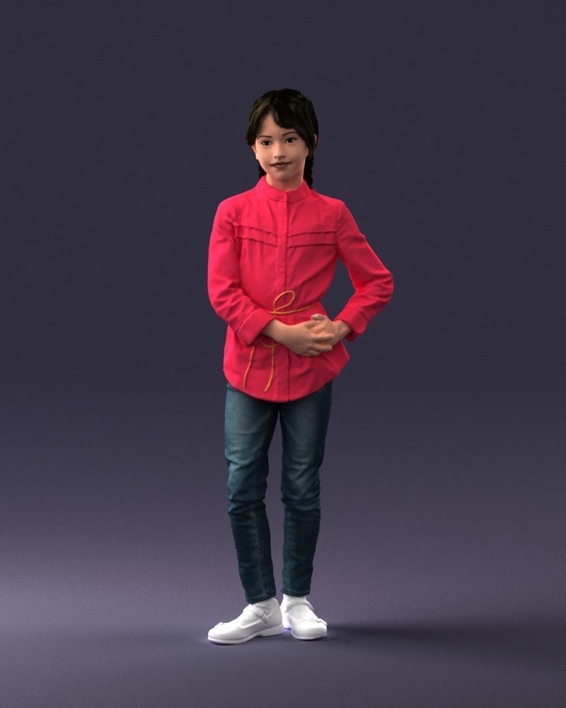The girl in the red jacket 0258 3D Print Ready 3D print model_33