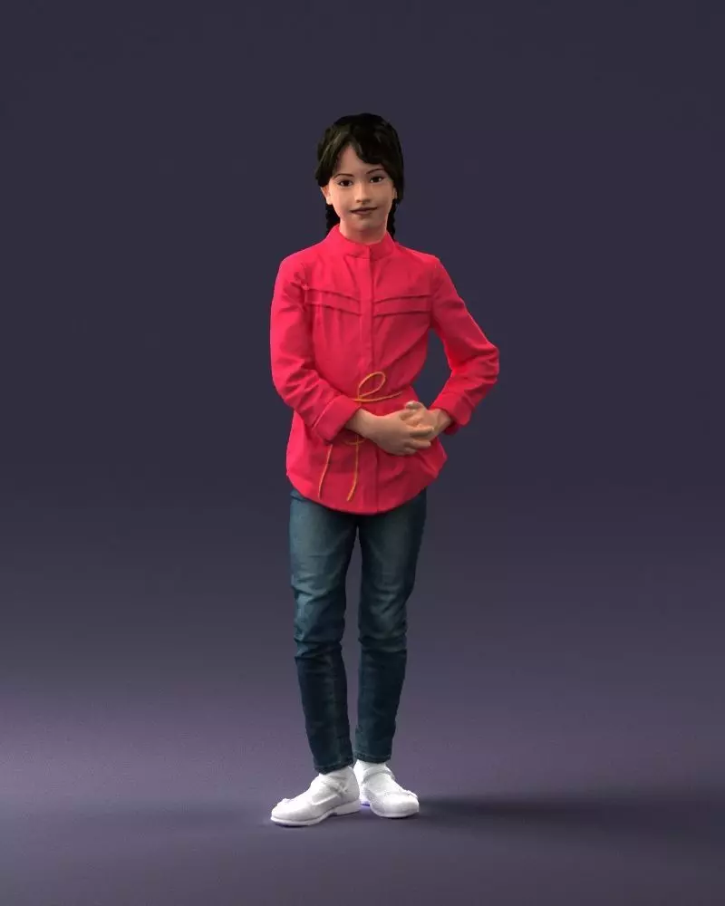 The girl in the red jacket 0258 3D Print Ready 3D print model_0