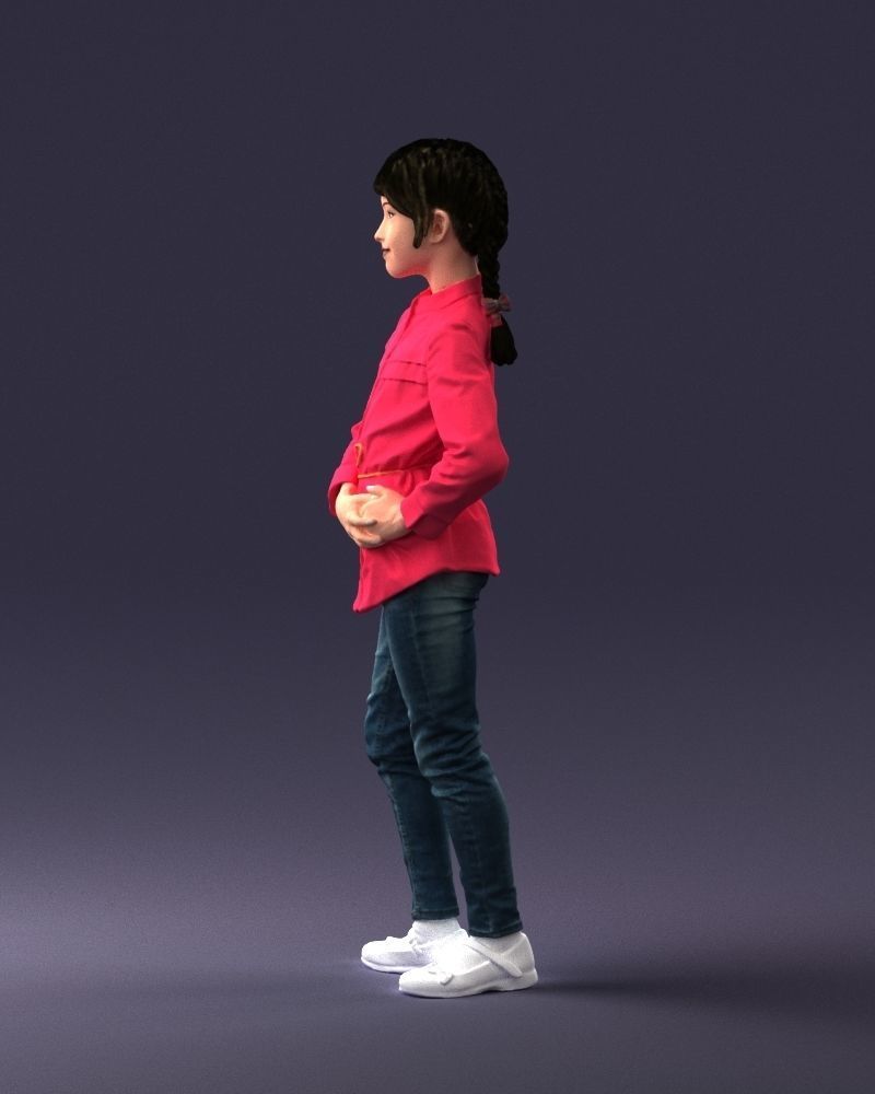 The girl in the red jacket 0258 3D Print Ready 3D print model_24