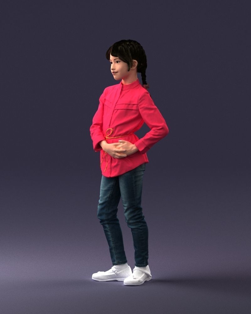 The girl in the red jacket 0258 3D Print Ready 3D print model_27