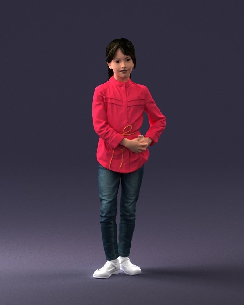 The girl in the red jacket 0258 3D Print Ready 3D print model_3