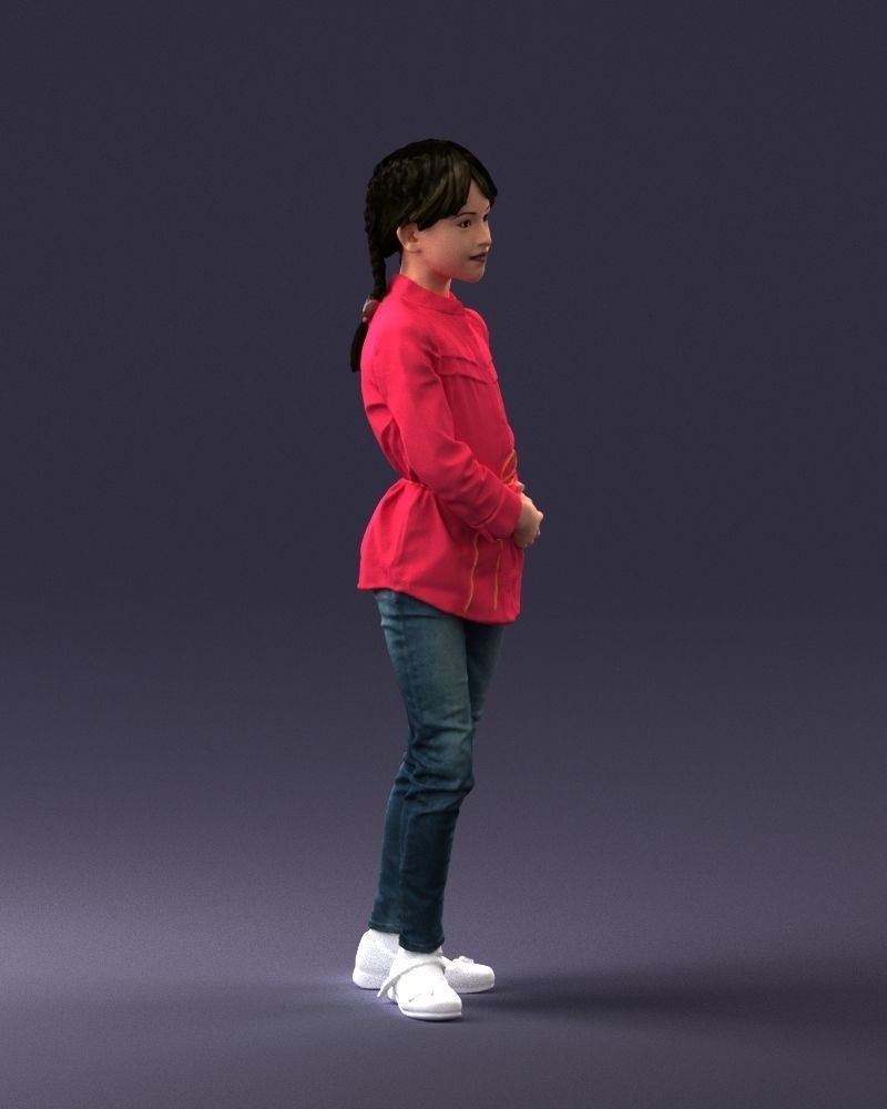 The girl in the red jacket 0258 3D Print Ready 3D print model_9