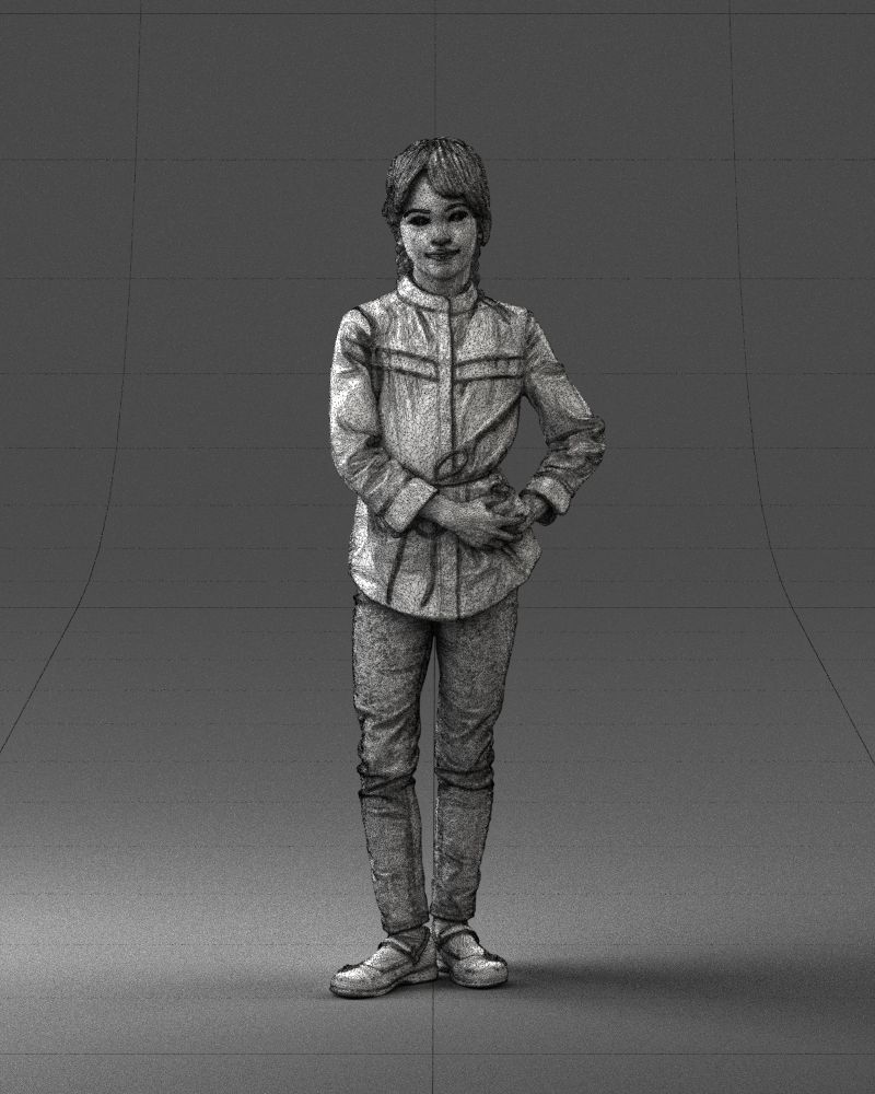 The girl in the red jacket 0258 3D Print Ready 3D print model_2