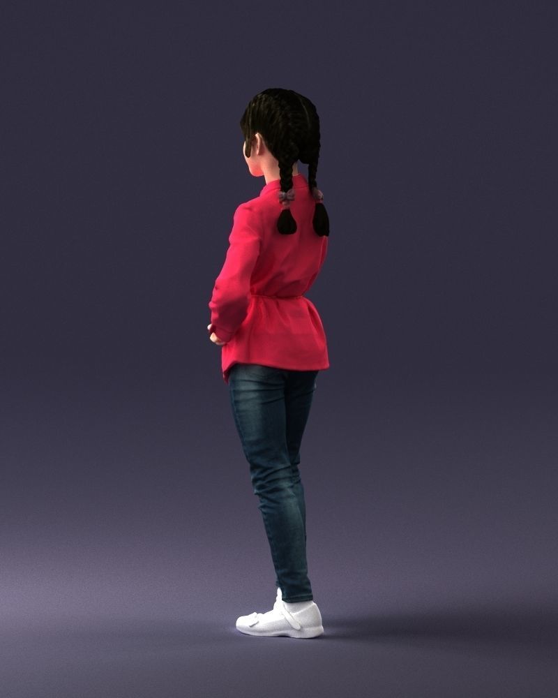 The girl in the red jacket 0258 3D Print Ready 3D print model_21