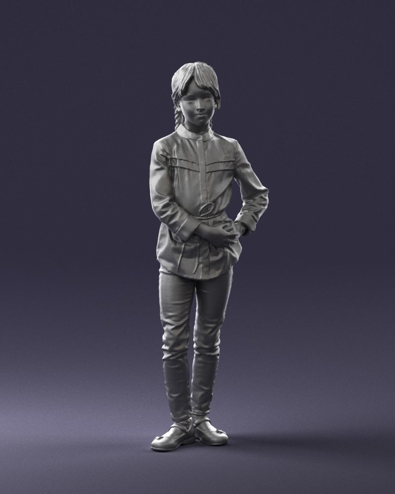 The girl in the red jacket 0258 3D Print Ready 3D print model_4