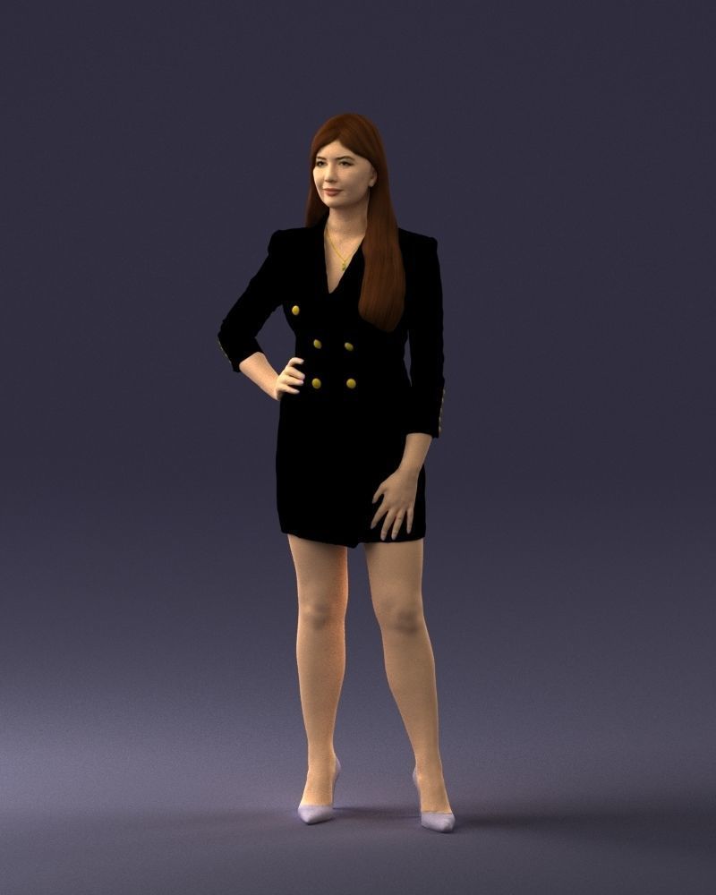 000278 Female Model in Black Business Dress 0708 3dp 3D print model_31