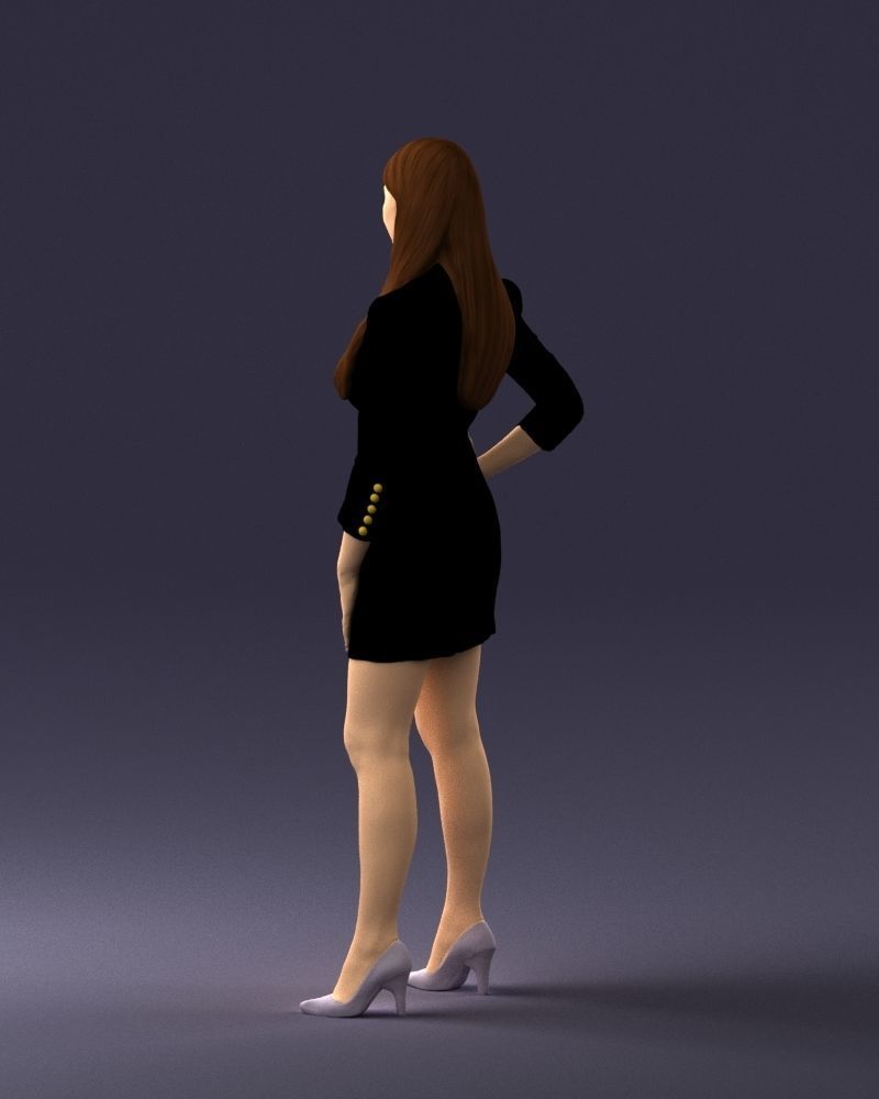 000278 Female Model in Black Business Dress 0708 3dp 3D print model_22