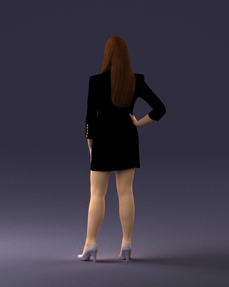 000278 Female Model in Black Business Dress 0708 3dp 3D print model_19