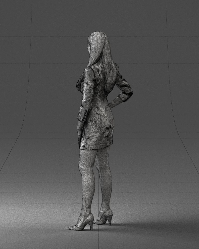 000278 Female Model in Black Business Dress 0708 3dp 3D print model_24