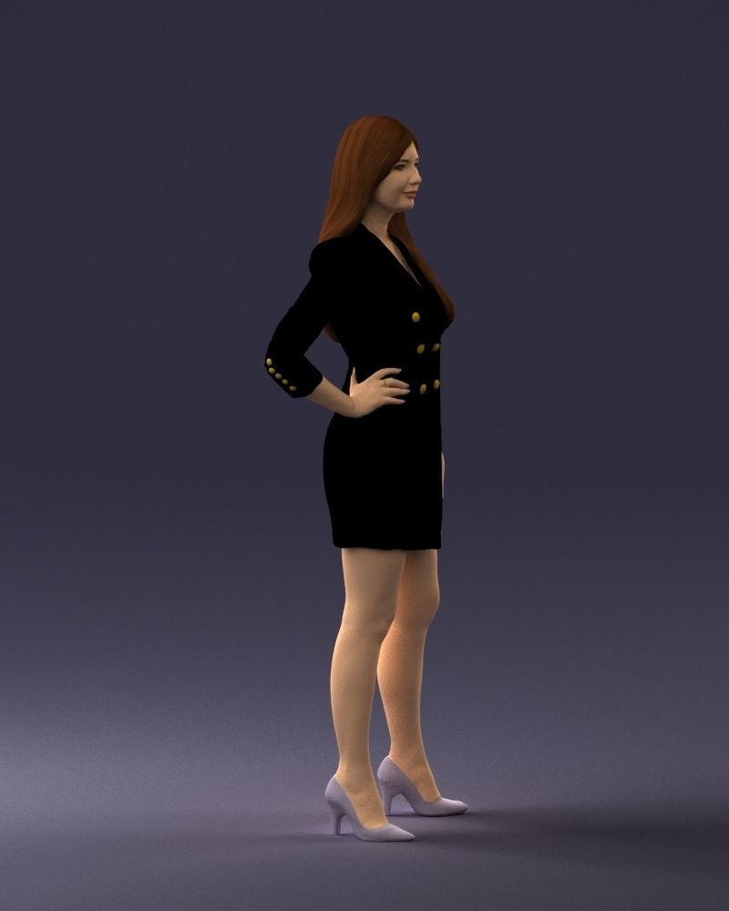 000278 Female Model in Black Business Dress 0708 3dp 3D print model_10