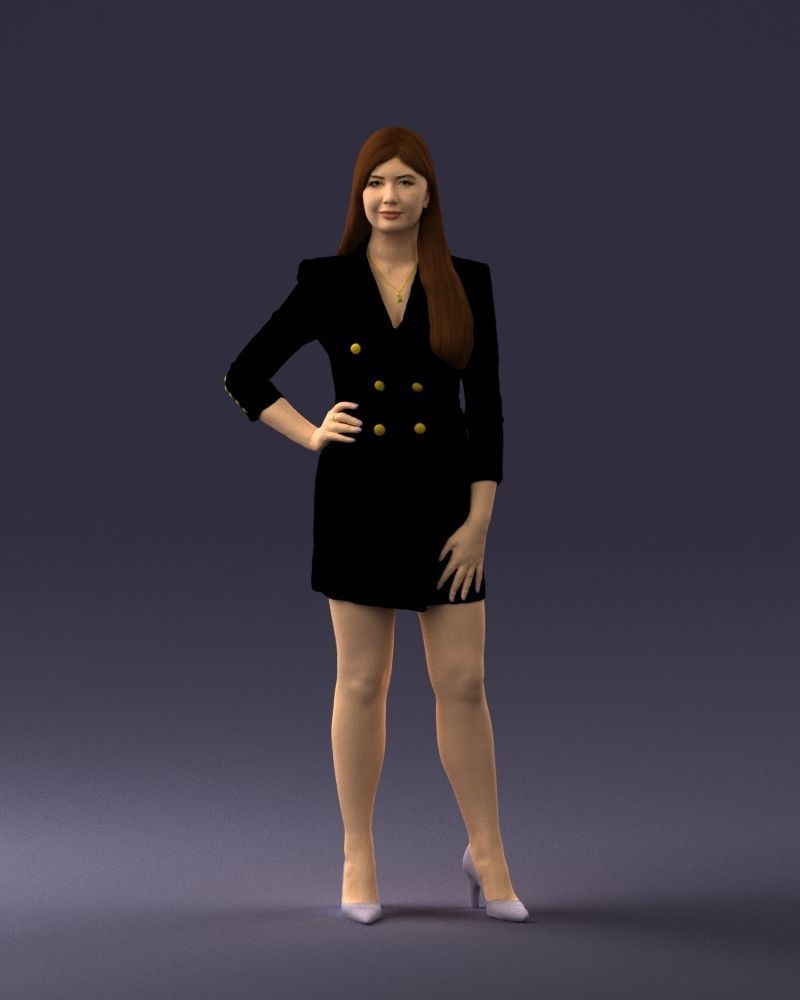 000278 Female Model in Black Business Dress 0708 3dp 3D print model_34